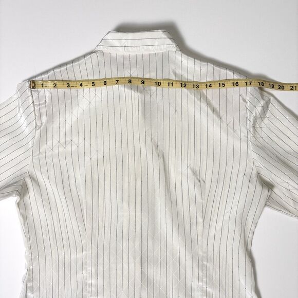 Vintage Jaclyn Smith Button Up Shirt Womens 12 White Silky Shiny Diamond Pattern - Picture 10 of 16